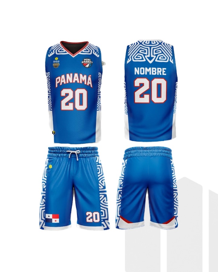 Uniforme de baloncesto sublimado BIG3 SPORT, selección Panamá mini-basket